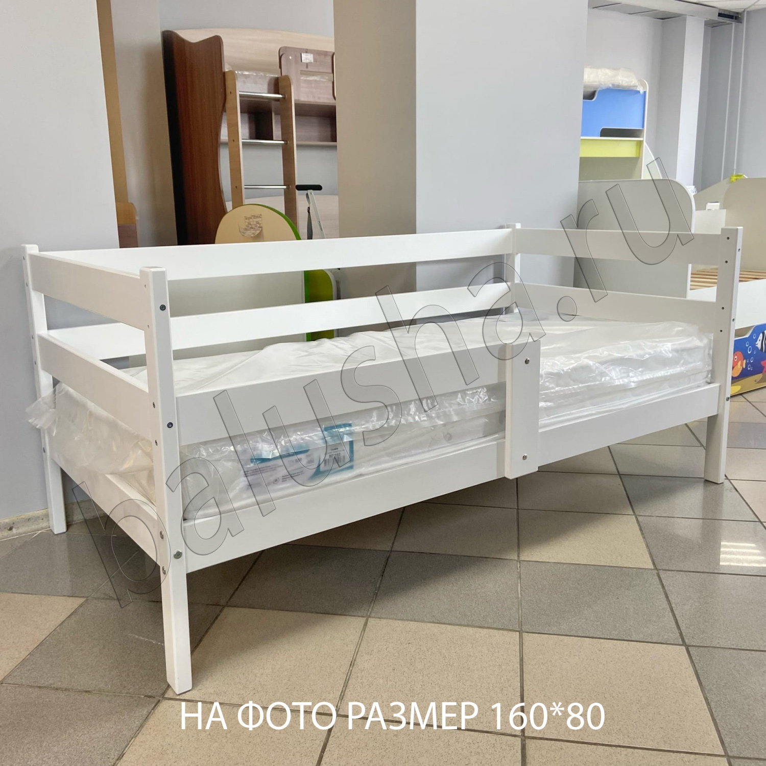 Кровать -софа Аист-3 140х70см одинарный борт без ящиков массив (Натуральный  (без покрытия)) купить в Самаре в Балуша-мебель